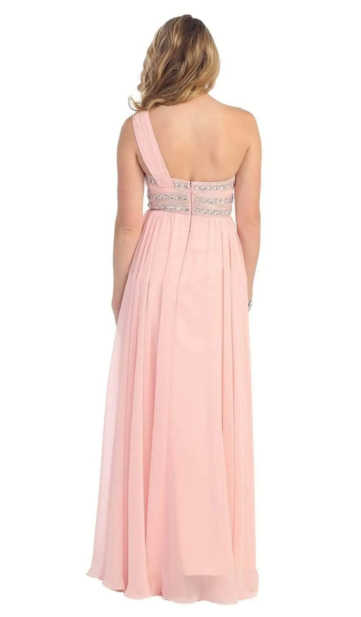 May Queen - One Shoulder Strap Bejeweled Chiffon Dress MQ748 13 May Queen - One Shoulder Strap Bejeweled Chiffon Dress MQ748 - Image 13