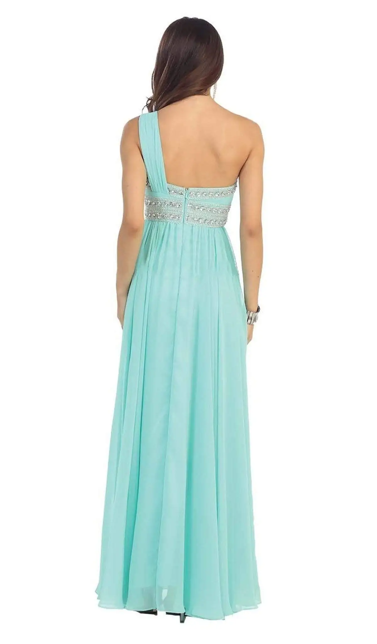 May Queen - One Shoulder Strap Bejeweled Chiffon Dress MQ748 16 May Queen - One Shoulder Strap Bejeweled Chiffon Dress MQ748 - Image 16