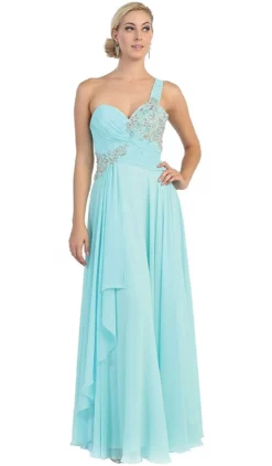 May Queen - One Shoulder Strapped Sweetheart Evening Dress -Hot Sale WEDDING Store may queen one shoulder strapped sweetheart evening dress special occasion dress 4 aqua 5659057487929