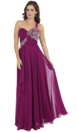 May Queen - One Shoulder Strapped Sweetheart Evening Dress -Hot Sale WEDDING Store may queen one shoulder strapped sweetheart evening dress special occasion dress 4 magenta 5659057586233