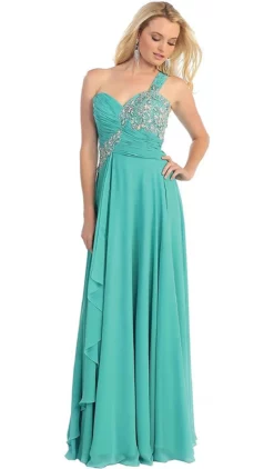 May Queen - One Shoulder Strapped Sweetheart Evening Dress -Hot Sale WEDDING Store may queen one shoulder strapped sweetheart evening dress special occasion dress 4 mint green 5659057520697