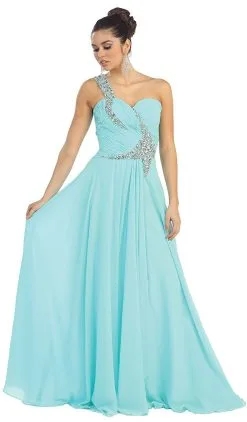 May Queen - Rhinestone Embellished Pleated Evening Gown