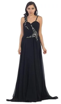 May Queen - Rhinestone Embellished Pleated Evening Gown -Hot Sale WEDDING Store may queen rhinestone embellished pleated evening gown special occasion dress 4 black 5659119583289