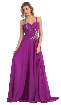 May Queen - Rhinestone Embellished Pleated Evening Gown -Hot Sale WEDDING Store may queen rhinestone embellished pleated evening gown special occasion dress 4 magenta 28910166704211