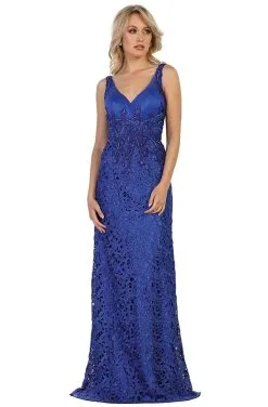 May Queen - RQ7470 Bedazzled V-neck Sheath Evening Dress -Hot Sale WEDDING Store may queen rq7470 bedazzled v neck sheath evening dress special occasion dress 6 royal 13935062188115