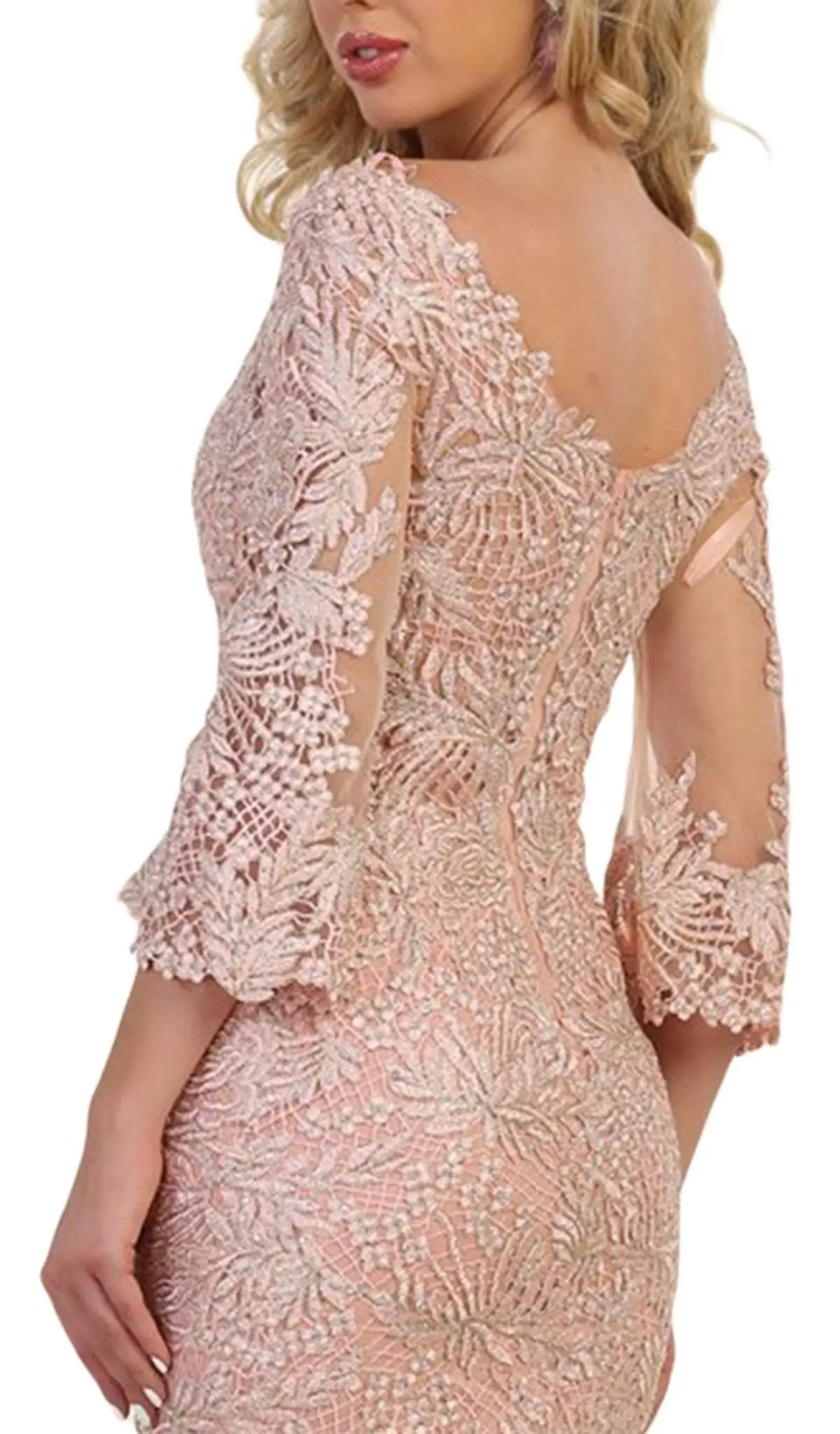 May Queen - RQ7542 Embroidered V-Neck Trumpet Evening Gown 4 May Queen - RQ7542 Embroidered V-Neck Trumpet Evening Gown - Image 4