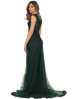 May Queen - RQ7556 Embellished Illusion Jewel Fitted Evening Gown -Hot Sale WEDDING Store may queen rq7556 embellished illusion jewel fitted evening gown special occasion dress 28784298197075