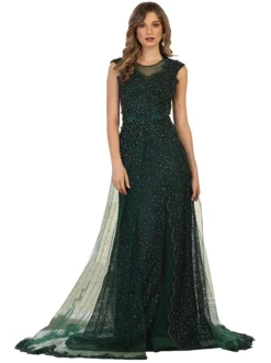 May Queen - RQ7556 Embellished Illusion Jewel Fitted Evening Gown -Hot Sale WEDDING Store may queen rq7556 embellished illusion jewel fitted evening gown special occasion dress 4 hunter green 28784298000467