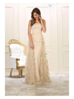 May Queen RQ7599 - Strapless Overlay Dress