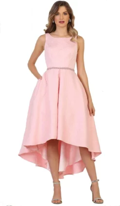 May Queen - RQ7604 Embellished Bateau High Low A-line Cocktail Dress -Hot Sale WEDDING Store may queen rq7604 embellished bateau high low a line cocktail dress special occasion dress 4 blush 5658038665273