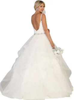 May Queen - RQ7644 Lace Embellished V-neck Ruffled A-line Gown -Hot Sale WEDDING Store may queen rq7644 lace embellished v neck ruffled a line gown special occasion dress 7284923957331