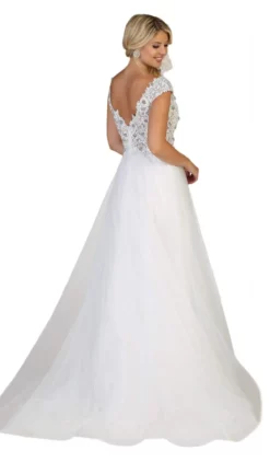 May Queen - RQ7645 Floral Applique Ornate Cap Sleeve Gown -Hot Sale WEDDING Store may queen rq7645 floral applique ornate cap sleeve gown bridesmaid dresses 28836626923603