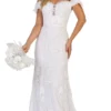 May Queen - RQ7691 Embellished Off-Shoulder Trumpet Dress