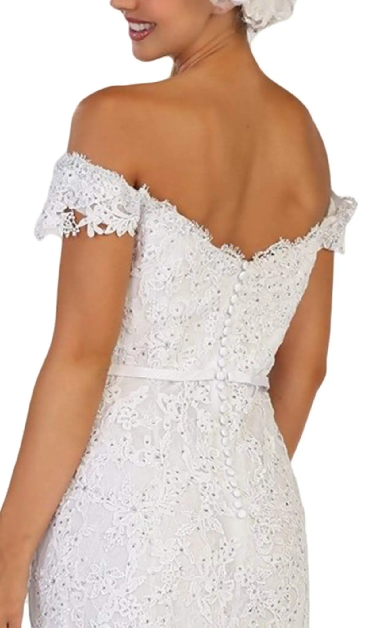 May Queen - RQ7691 Embellished Off-Shoulder Trumpet Dress 4 May Queen - RQ7691 Embellished Off-Shoulder Trumpet Dress - Image 4