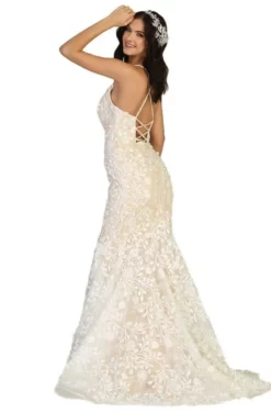 May Queen - RQ7811 Embroidered Deep V-neck Trumpet Dress -Hot Sale WEDDING Store may queen rq7811 embroidered deep v neck trumpet dress wedding dresses 28080979247187