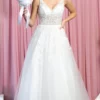May Queen RQ7888 - Sleeveless Sheer V-neck Wedding Gown
