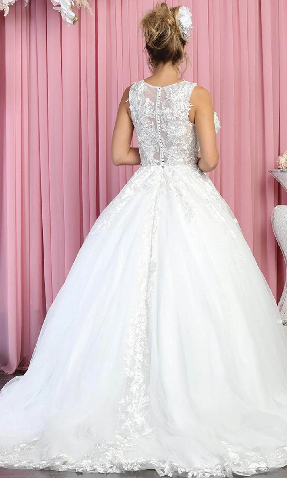 May Queen RQ7900 - Sleeveless Illusion Jewel Neckline Wedding Dress 2 May Queen RQ7900 - Sleeveless Illusion Jewel Neckline Wedding Dress - Image 2
