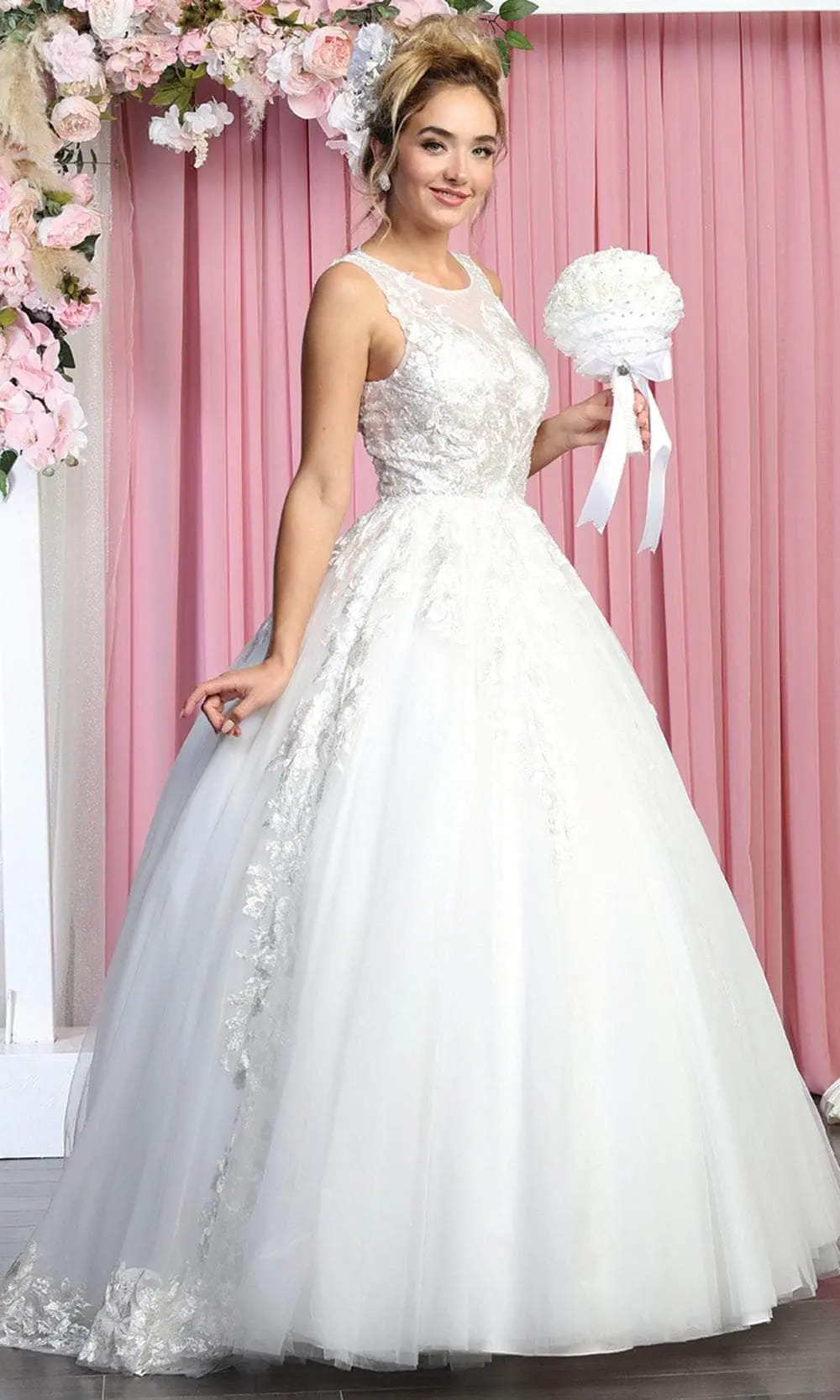 May Queen RQ7900 - Sleeveless Illusion Jewel Neckline Wedding Dress 3 May Queen RQ7900 - Sleeveless Illusion Jewel Neckline Wedding Dress - Image 3