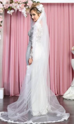 May Queen RQ7901 - Long Sleeves Low-cut V-neck Wedding Gown 7 May Queen RQ7901 - Long Sleeves Low-cut V-neck Wedding Gown -Hot Sale WEDDING Store may queen rq7901 long sleeves low cut v neck wedding gown bridal dresses 29845060517971