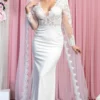 May Queen RQ7901 - Long Sleeves Low-cut V-neck Wedding Gown