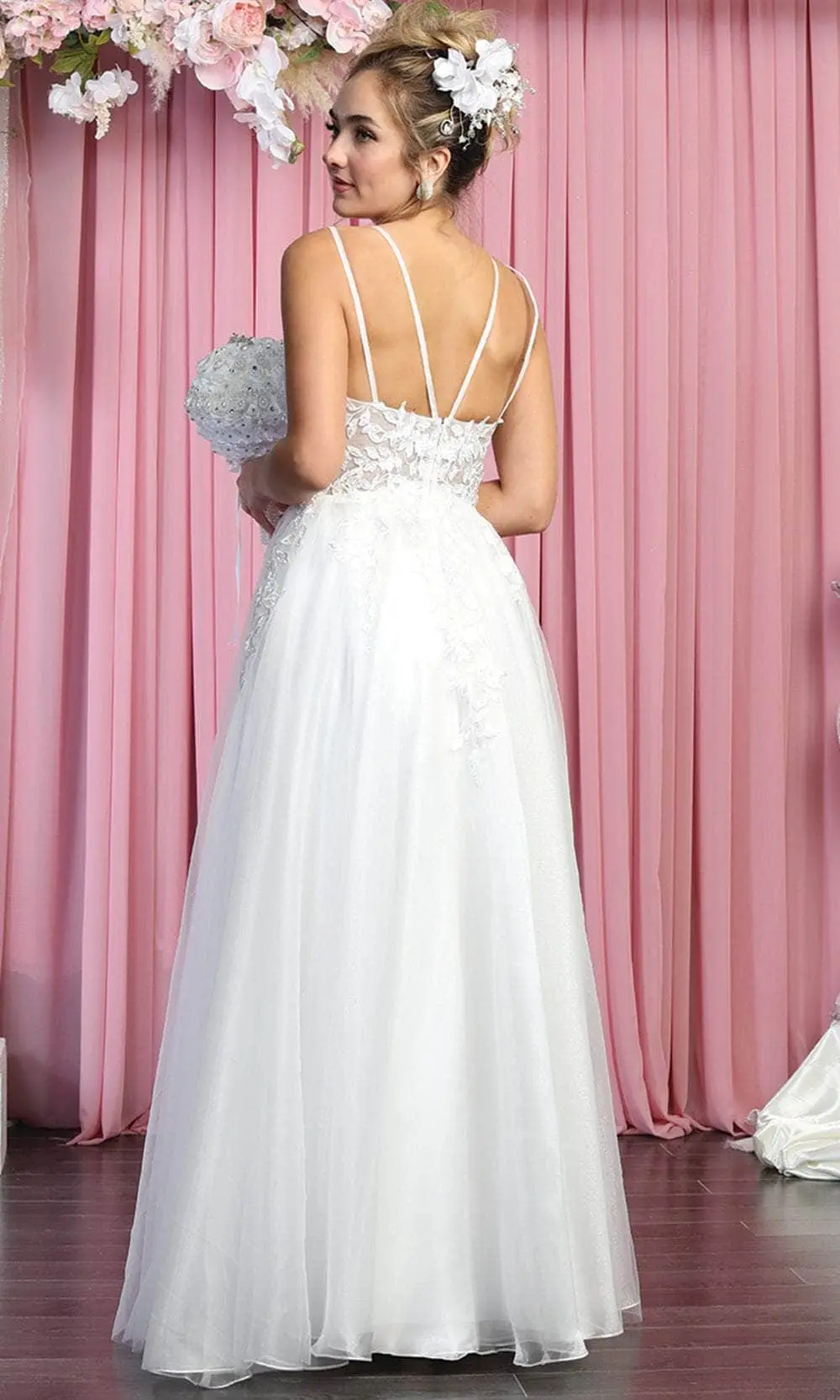May Queen RQ7905 - Sleeveless Deep V-neck Wedding Dress 2 May Queen RQ7905 - Sleeveless Deep V-neck Wedding Dress - Image 2