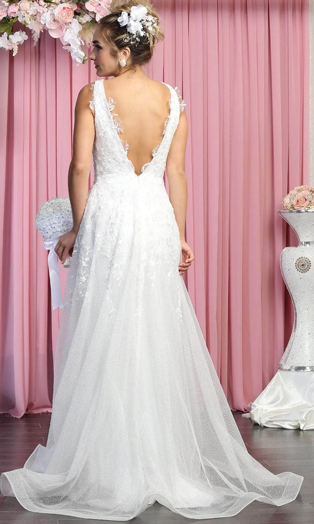 May Queen RQ7924 - Sleeveless Plunging V-Neck Wedding Dress 2 May Queen RQ7924 - Sleeveless Plunging V-Neck Wedding Dress - Image 2