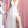 May Queen RQ7924 - Sleeveless Plunging V-Neck Wedding Dress