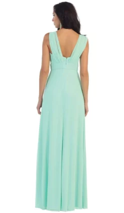 May Queen - Sleeveless Ruched Panel A-Line Long Bridesmaid Dress -Hot Sale WEDDING Store may queen sleeveless ruched panel a line long bridesmaid dress special occasion dress 29062139510867