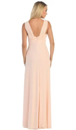 May Queen - Sleeveless Ruched Panel A-Line Long Bridesmaid Dress -Hot Sale WEDDING Store may queen sleeveless ruched panel a line long bridesmaid dress special occasion dress 29062153338963