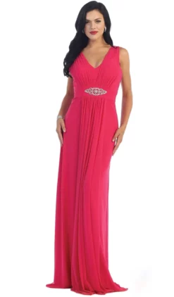 May Queen - Sleeveless Ruched Panel A-Line Long Bridesmaid Dress -Hot Sale WEDDING Store may queen sleeveless ruched panel a line long bridesmaid dress special occasion dress 4 fuchsia 5657471844409
