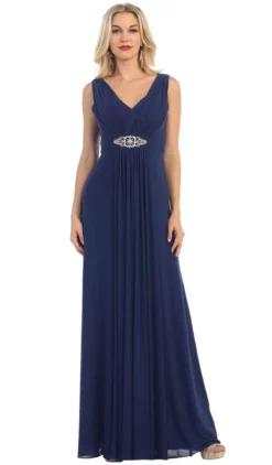 May Queen - Sleeveless Ruched Panel A-Line Long Bridesmaid Dress