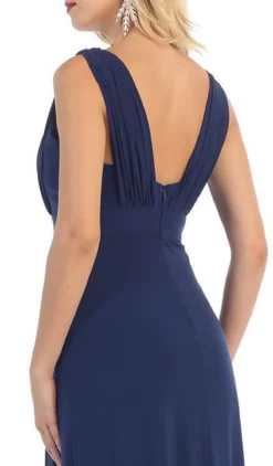 May Queen - Sleeveless Ruched Panel A-Line Long Bridesmaid Dress -Hot Sale WEDDING Store may queen sleeveless ruched panel a line long bridesmaid dress special occasion dress 5657471713337