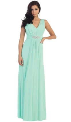 May Queen - Sleeveless Ruched Panel A-Line Long Bridesmaid Dress -Hot Sale WEDDING Store may queen sleeveless ruched panel a line long bridesmaid dress special occasion dress 5657471975481