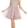 May Queen - Sleeveless Tiered Cocktail Dress MQ1681 - 1 Pc Mauve In Size 14 Available