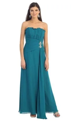 May Queen - Strapless Pleated A-Line Gown With Bolero MQ 630 - 1 Pc Teal In Size L Available -Hot Sale WEDDING Store may queen strapless pleated a line gown with bolero mq 630 1 pc teal in size l available ccsale 11962309804115