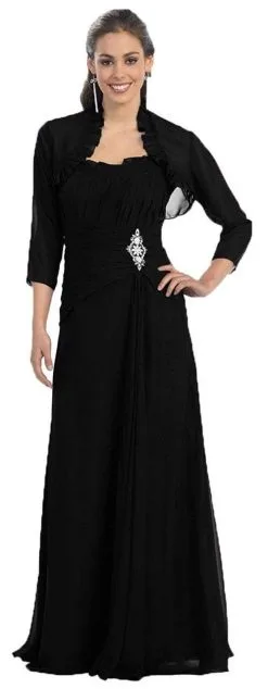 May Queen - Strapless Pleated A-Line Gown With Bolero MQ 630 - 1 Pc Teal In Size L Available