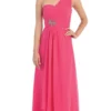 May Queen - Tuck-Sculpted One Shoulder Chiffon Long Evening Dress