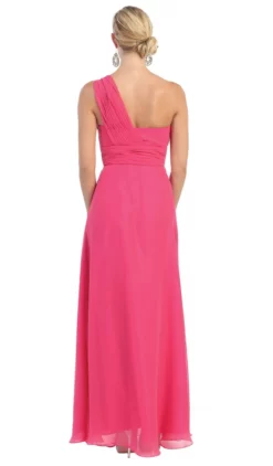 May Queen - Tuck-Sculpted One Shoulder Chiffon Long Evening Dress -Hot Sale WEDDING Store may queen tuck sculpted one shoulder chiffon long evening dress special occasion dress 5657376653369