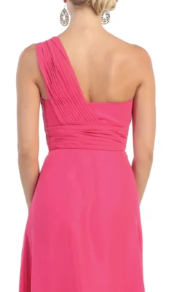 May Queen - Tuck-Sculpted One Shoulder Chiffon Long Evening Dress -Hot Sale WEDDING Store may queen tuck sculpted one shoulder chiffon long evening dress special occasion dress 5657376686137