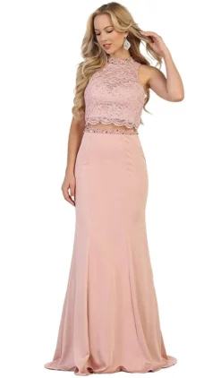 May Queen - Two Piece Embellished Sheath Evening Dress