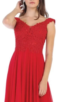 May Queen - V Neck Lace Applique Chiffon Long Formal Dress MQ1602 -Hot Sale WEDDING Store may queen v neck lace applique chiffon long formal dress mq1602 bridesmaid dresses 28858341589075