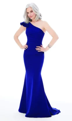 MGNY By Mori Lee - 72235 Ruffled One Shoulder Trumpet Dress -Hot Sale WEDDING Store mgny by mori lee 72235 ruffled one shoulder trumpet dress evening dresses 2 sapphire 14542615740499