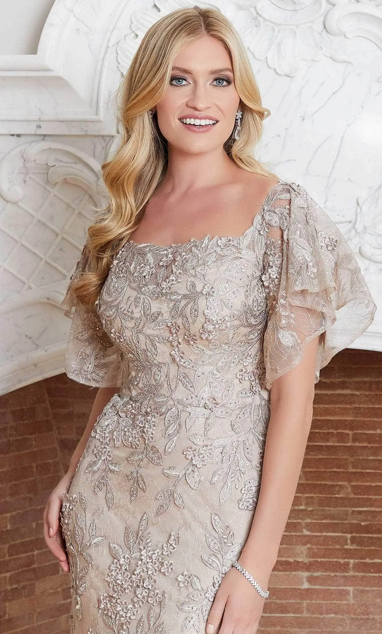 MGNY By Mori Lee 72713 - Square Neck Embroidered Sheath Gown 2 MGNY By Mori Lee 72713 - Square Neck Embroidered Sheath Gown - Image 2