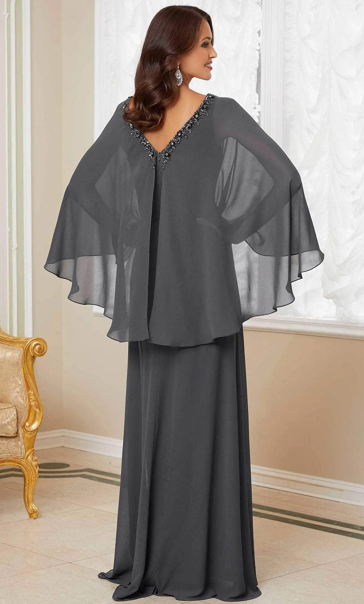 MGNY By Mori Lee 72731 - Beaded V-Neck Evening Gown 3 MGNY By Mori Lee 72731 - Beaded V-Neck Evening Gown - Image 3