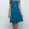 Milano Formals - Floral Accented Strapless A-Line Dress E1379 - 1 Pc. Peacock In Size 4 Available