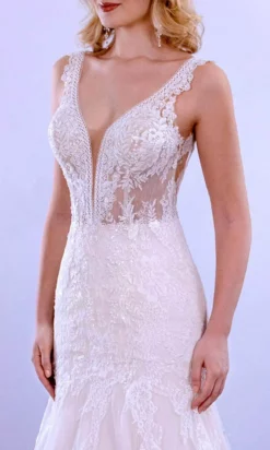 MNM COUTURE 10084 - Deep V-Neckline Bridal Gown -Hot Sale WEDDING Store mnm couture 10084 deep v neckline bridal gown special occasion dress 30954822434899