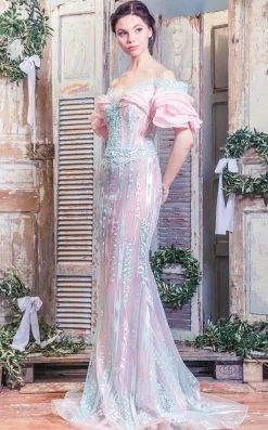 MNM Couture - Colorful Off-Shoulder Gown K3517