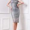 MNM Couture - F6238 Iridescent Sleeveless Knee-Length Dress