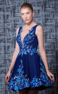 MNM Couture - K3575 Floral Embroidered Illusion Scoop A-line Dress