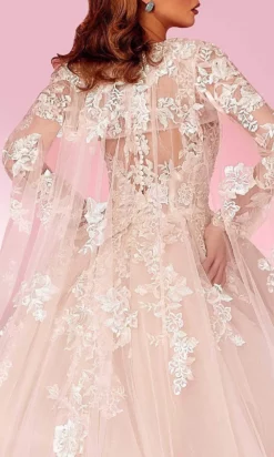 MNM COUTURE W2108 - V Neck Cape Sleeves Gown -Hot Sale WEDDING Store mnm couture w2108 v neck cape sleeves gown special occasion dress 30954973528147